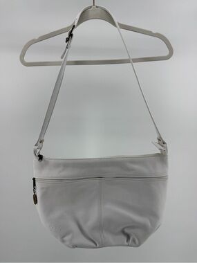 Vintage Stone Mountain White Leather Shoulder Bag Purse, Made in USA